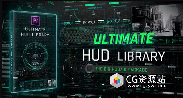PR模板-科技感HUD界面UI动画元素包 Ultimate HUD Library
