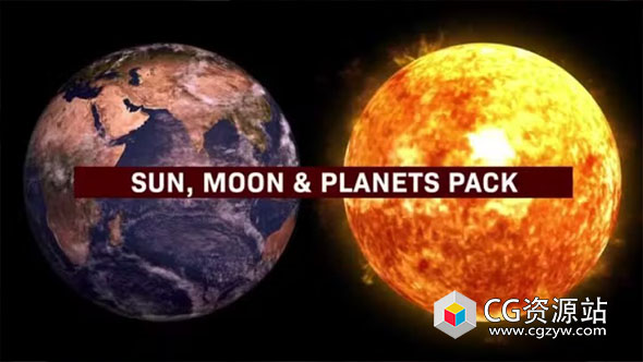 AE模板-地球火星月球土星天王星星球自转动画 Sun Moon & Planets Pack