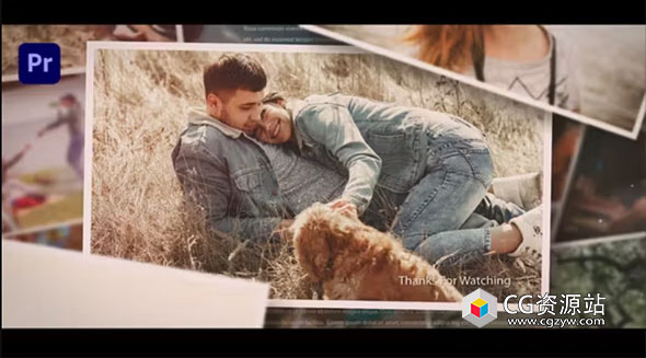 AE+PR模板-温馨漏光效果家庭回忆照片相册幻灯片