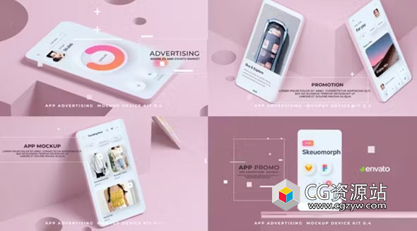 AE模板-手机应用程序模型APP展示动画 App Mock-Up