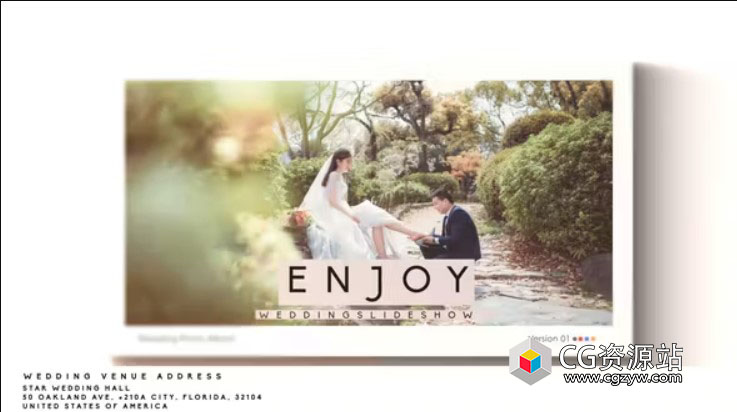 PR模板-优雅婚礼幻灯片照片相册片头 Wedding Slideshow 0.2