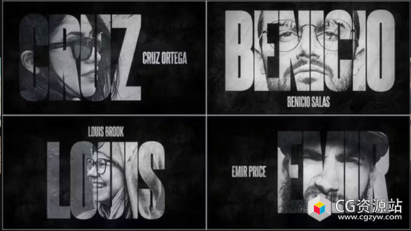 AE模板-动感文字遮罩故障损坏图片视频片头 Grunge Intro Logo