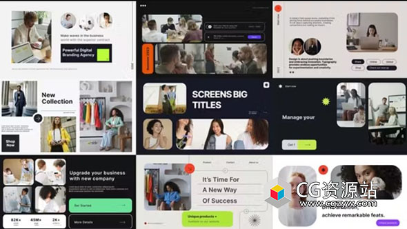 AE模板-拼贴视频文字介绍片头 Screens Big Titles