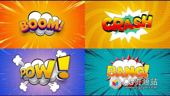 AE模板-卡通动漫综艺漫画标题弹窗气泡动画 Comic Titles