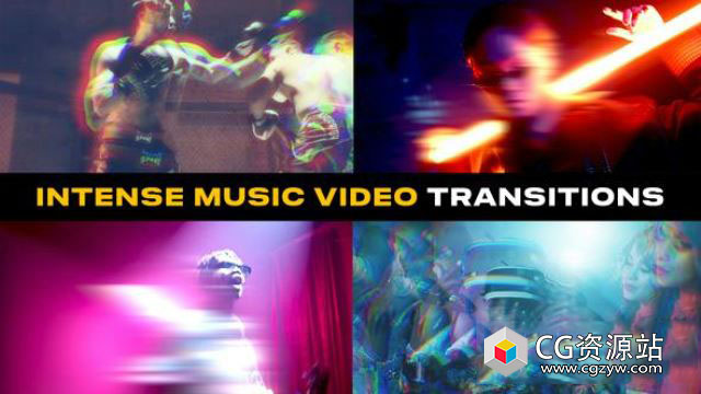 PR模板-动感音乐特效视频转场 Intense Music Video Transitions