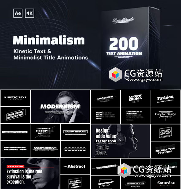 AE模板-200种现代简约动态文字标题动画预设 Kinetic Text and Minimal Title Animation-图片1
