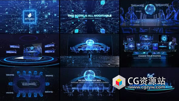 AE模板-科技感大数据HUD网络会议连接展示技术预告片 Technology Trailer