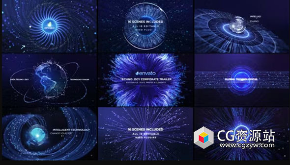 AE模板-科技感粒子人工智能5G互联技术电子商务宣传片动画 Technology Trailer