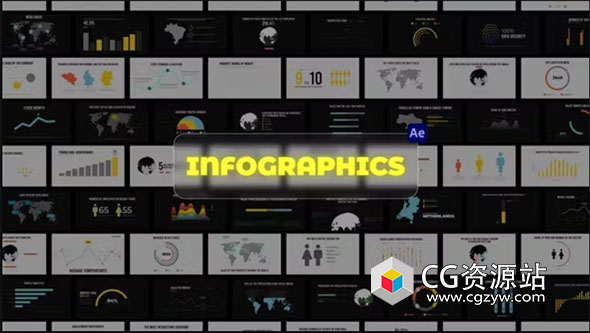 AE模板-扁平化信息数据图表柱状图饼状图动画 Infographics