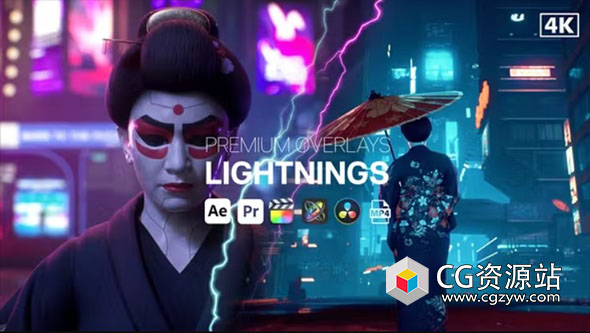 AE+PR模板-闪电电流视频叠加特效+视频素材 Premium Overlays Lightnings