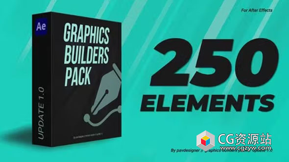 AE模板-250种时尚文字标题排版动态图形背景动画 Graphics builders Pack