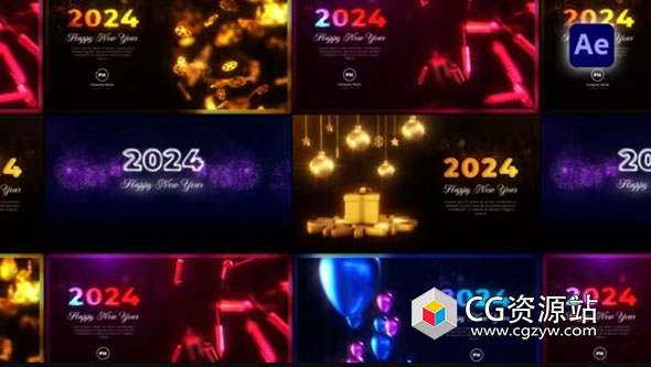 AE模板-新年快乐烟花礼物祝福展示动画 New Year Greetings Pack