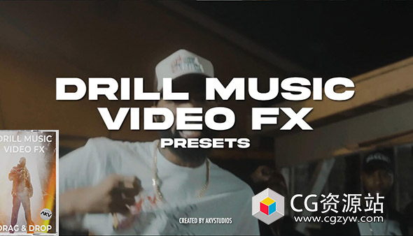 PR预设-嘻哈风格闪光打孔闪烁摇晃缩放音乐MV转场包 Drill Music Video FX Presets