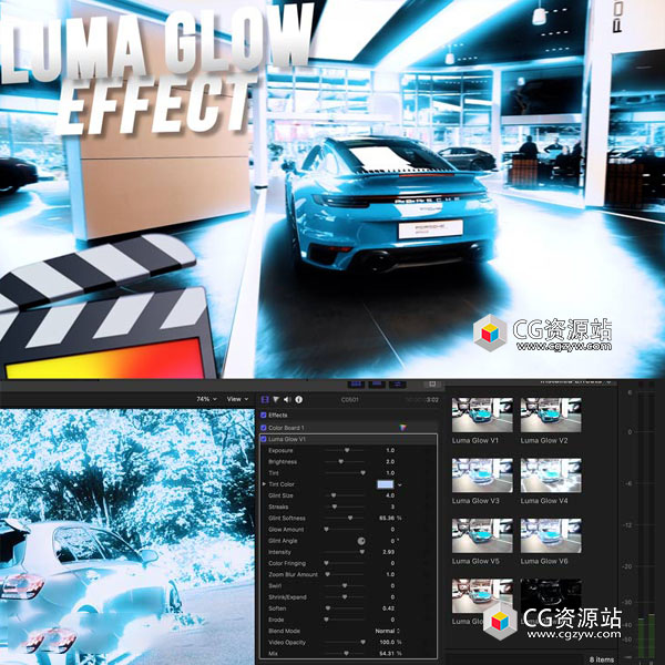 FCPX插件-8种炫酷视频亮度发光辉光特效预设 Luma Glow Effect-图片1