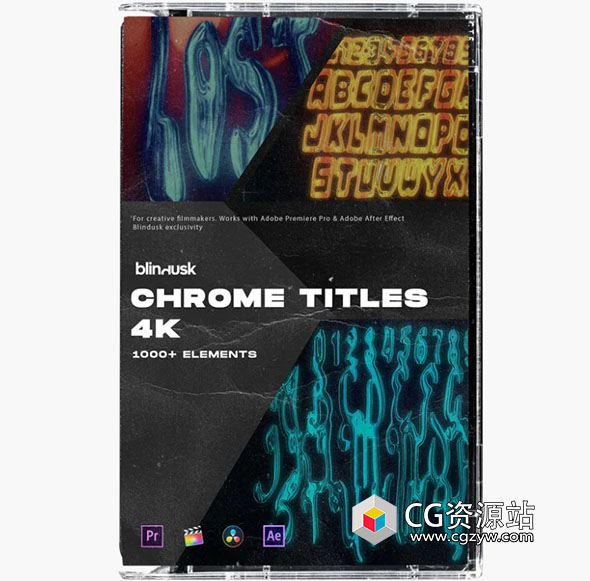 AE+PR模板-复古金属镀铬3D字母酸性纹理元素电影标题动画+视频素材 Blindusk CHROME TITLES-图片1