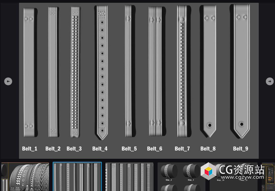 30个Zbrush皮带表带笔刷预设 30 IMM Belt / Strap Brush for Zbrush-图片2