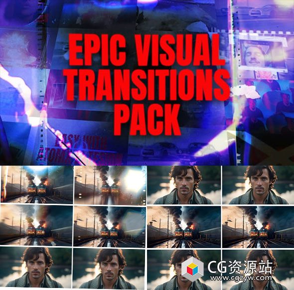 AE+PR脚本-250种撕纸胶片泄漏油漆刷照片拼贴半色调故障取景器视频转场预设