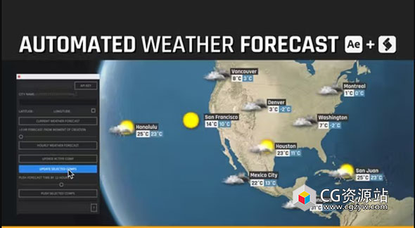 AE模板脚本 天气预报自动生成动画 Automated WEATHER Forecast
