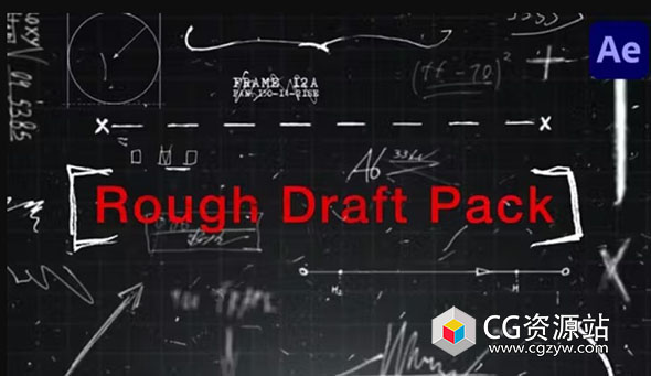 PR/AE/FCPX/达芬奇模板-180个手绘草稿涂鸦数学元素绘制动画 Rough Draft Pack