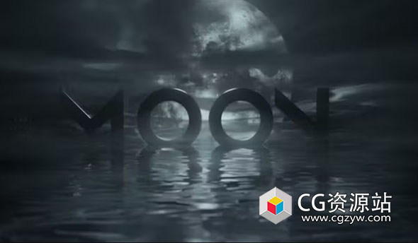 AE模板-黑暗场景月亮背景水面logo动画展示 Moon Logo