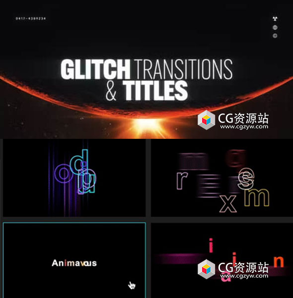 AE+PR脚本-200组故障过渡转场视觉效果文字标题动画预设 Glitch Transitions & Titles
