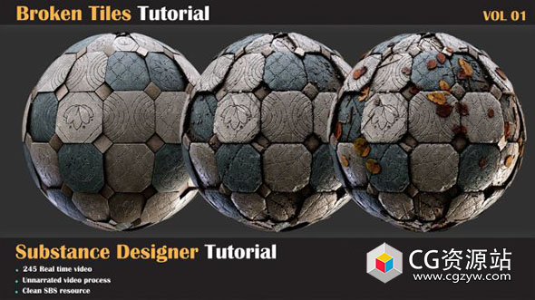 Substance破碎瓷砖贴图纹理细节制作教程 Artstation – Broken Tiles Tutorial – VOL.01