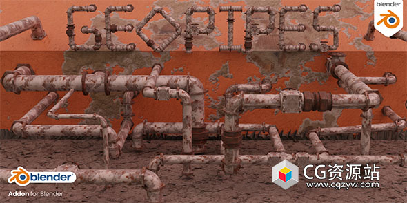 Blender管道生成器资产预设 Geometry Nodes Pipes v1.1 + 使用教程