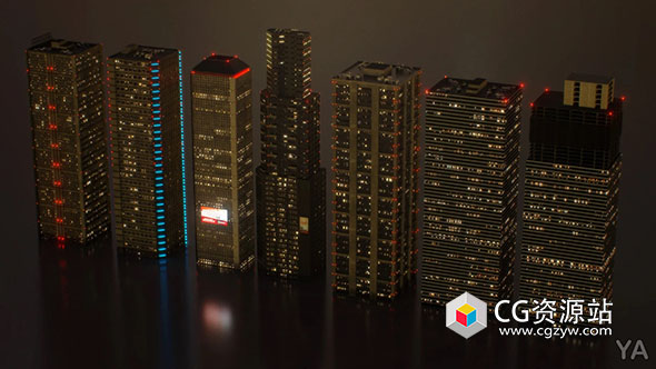 Blender现代摩天大楼建筑资产预设 Building Asset Pack 2 (Day & Night)