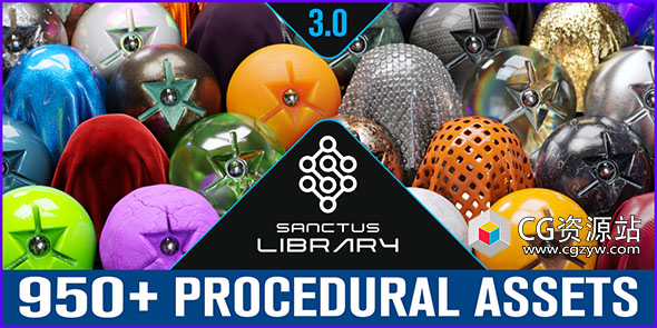 Blender插件1000种程序化材质金属布料卡通玻璃石头材质预设 Sanctus Library v3.3.2 + 使用教程-图片1