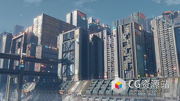 科幻城市景观住宅建筑3D模型 Blender/FBX格式 Sci-fi cityscape kitbash – residential-图片1