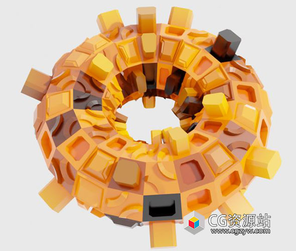 Blender镶嵌效果模型资产预设 Tessellation Demo