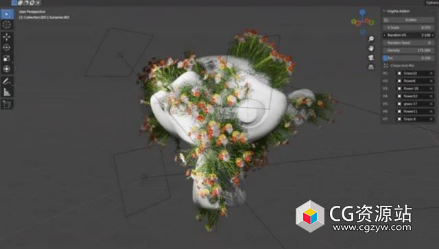 Blender模型植物花朵散布插件 Vegeta v1.0.0