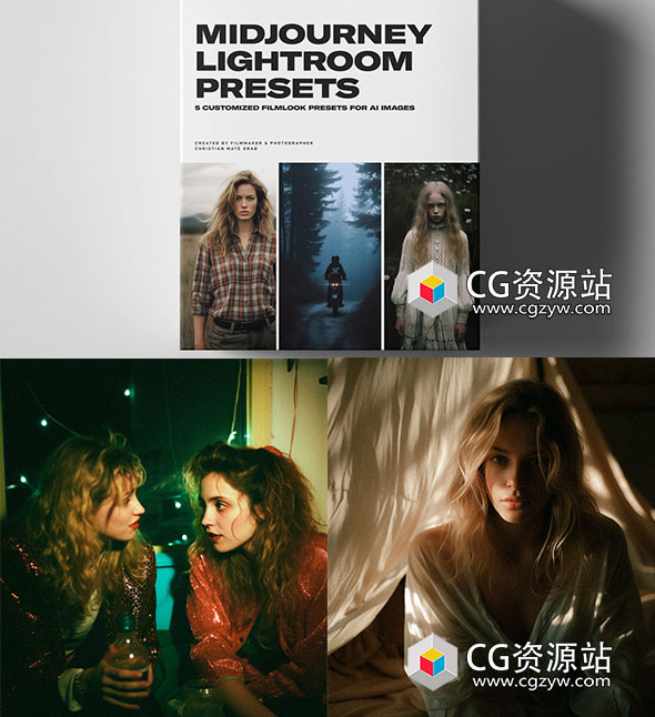 Lightroom复古电影胶片柔和色彩颗粒电影氛围感LR调色预设 Midjourney Lightroom Presets-图片1