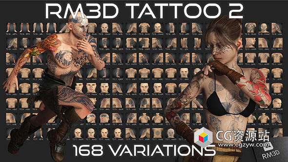 168 种Character Creator纹身皮肤预设 Rm3d-Tattoo-2-图片1
