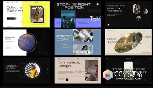 AE+PR+FCPX模板-现代时尚幻灯片图片视频片头 Modern Slides