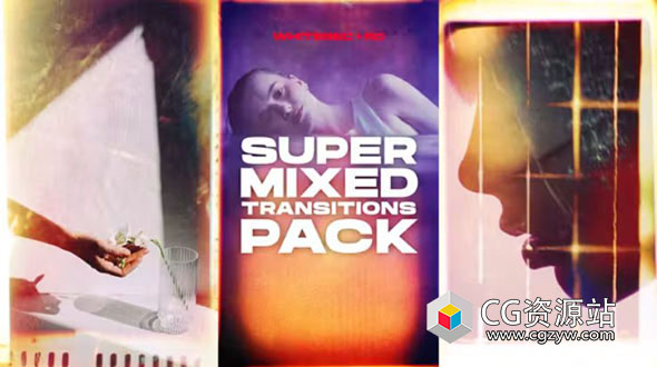 AE模板-120种竖屏复古霓虹故障录像带动态光薄膜叠加过渡抖音视频转场