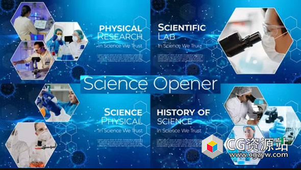 AE+PR模板-科学开场医学宣传片点线连接菱形动画展示片头 Science Opener