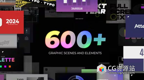 AE模板-600组时尚图形包信息图文字标题排版标注图标动画预设包 Graphic Pack
