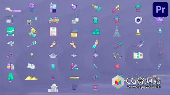 PR模板-60组卡通社交媒体旅行杂项Icons图标动画 Miscellaneous Icons