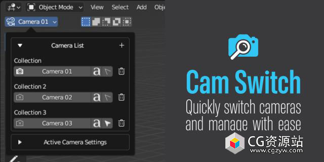 Blender摄像机切换插件 Cam Switch V1.1