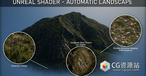 UE5自然地形着色器材质教程+中英文字幕 Unreal Shader – Automatic Landscape