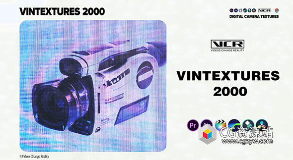31个复古风格相机纹理CRT故障视觉美学科技毛刺转场纹理4K视频素材 Vintextures 2000 Digital Camera Textures-图片1