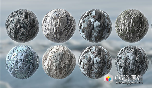 10种冬季雪冰冰川无缝PBR材质贴图素材包-图片1