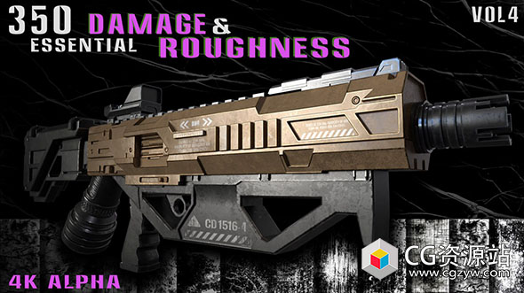 350种黑白污迹肮脏粗糙划痕材质图片素材 350 Essential Damage & Roughness Alpha – Vol.4-图片1