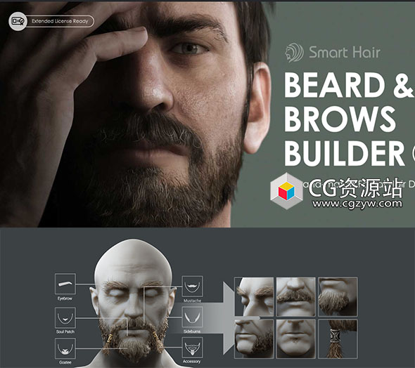 Character Creator 3胡须眉毛生成器 Beard & Brows Builder