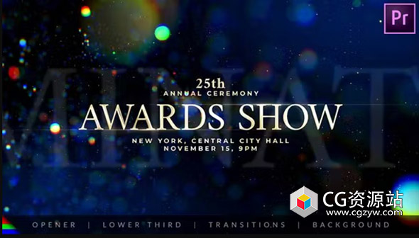 PR模板-闪耀粒子光斑颁奖典礼文字标题开场片头 Awards Titles