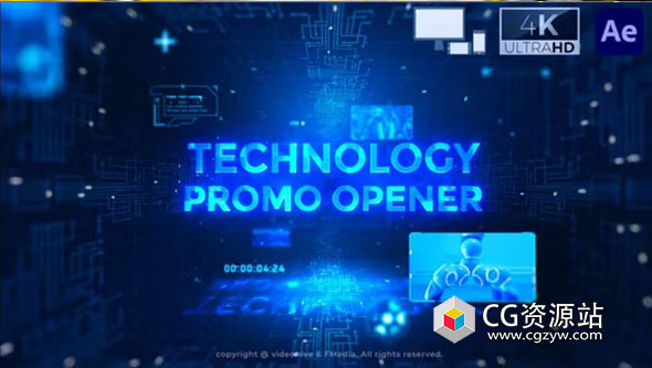 AE模板-科技感隧道文字宣传片头 Technology Promo Opener