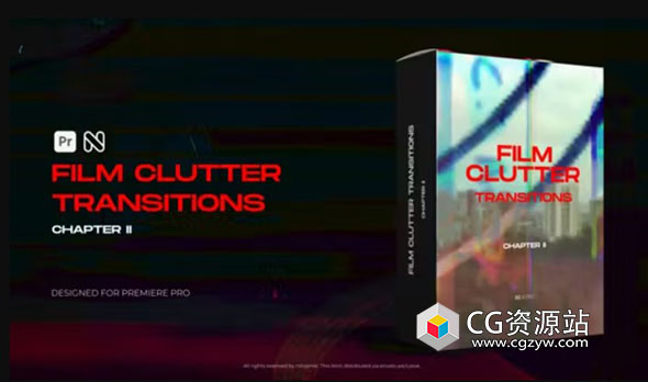 PR模板-电影胶片划痕杂乱视频转场 Film Clutter Transitions Vol. 02