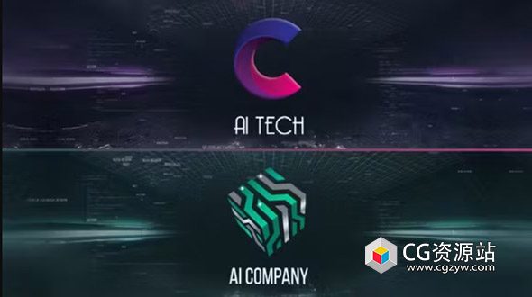 AE模板-人工智能数字背景logo动画开场 AI DIgital Logo