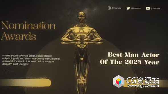 AE模板-历史人物介绍颁奖水墨遮罩包装片头 Award Nomination